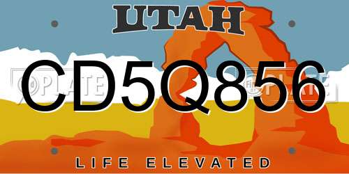 CD5Q856 Utah License Plate