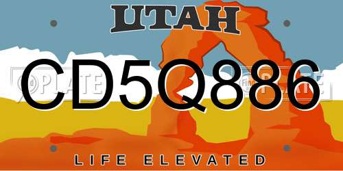 CD5Q886 Utah License Plate