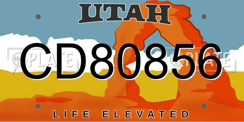 CD80856 Utah License Plate