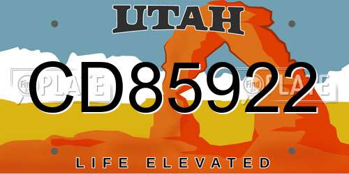 CD85922 Utah License Plate