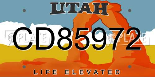 CD85972 Utah License Plate