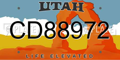 CD88972 Utah License Plate