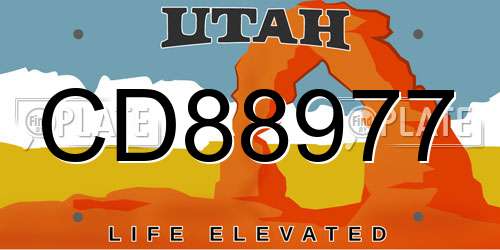 CD88977 Utah License Plate