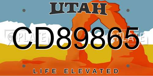 CD89865 Utah License Plate