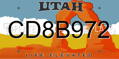 CD8B972 Utah License Plate