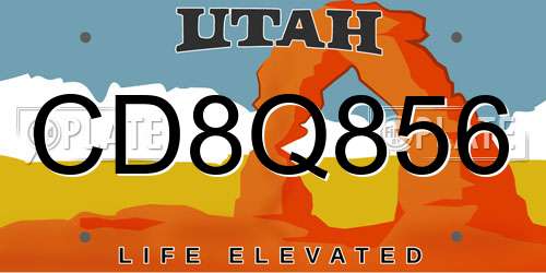 CD8Q856 Utah License Plate