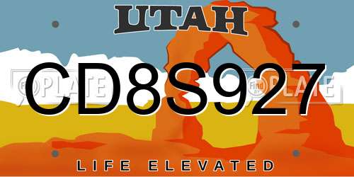 CD8S927 Utah License Plate
