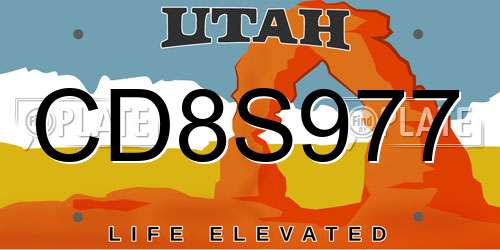 CD8S977 Utah License Plate