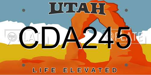 CDA245 Utah License Plate