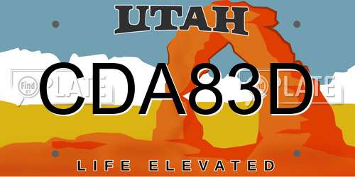 CDA83D Utah License Plate