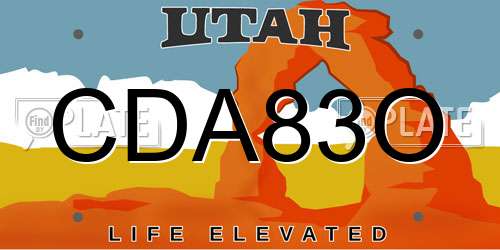 CDA83O Utah License Plate
