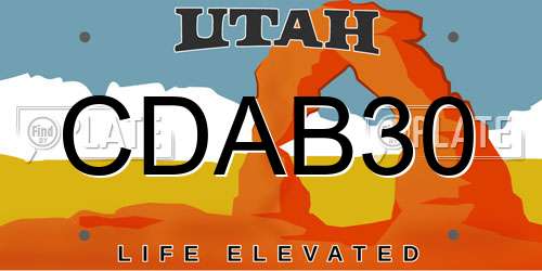 CDAB30 Utah License Plate