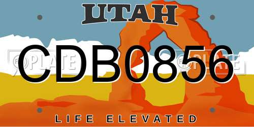 CDB0856 Utah License Plate