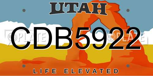 CDB5922 Utah License Plate