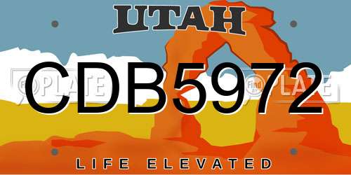 CDB5972 Utah License Plate