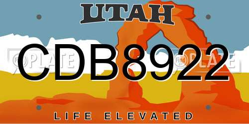 CDB8922 Utah License Plate