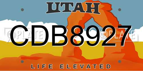 CDB8927 Utah License Plate