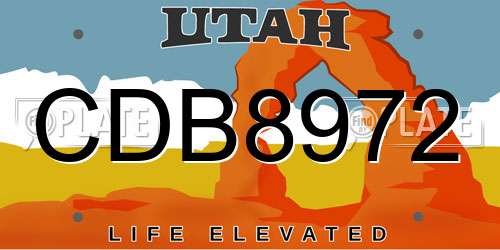 CDB8972 Utah License Plate
