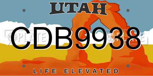 CDB9938 Utah License Plate