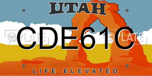 CDE61C Utah License Plate