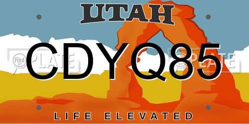 CDYQ85 Utah License Plate