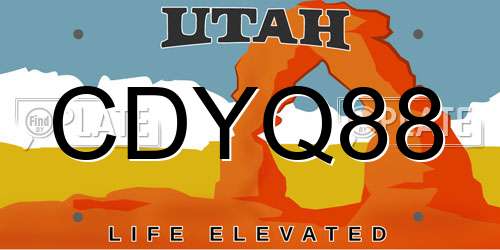 CDYQ88 Utah License Plate