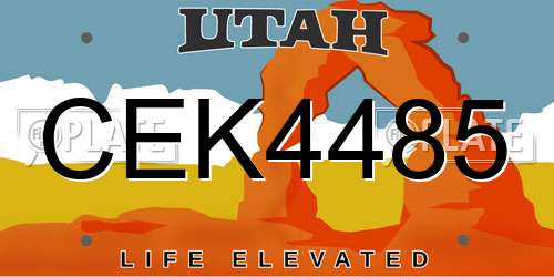 CEK4485 Utah License Plate