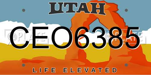 CEO6385 Utah License Plate