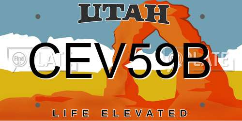 CEV59B Utah License Plate
