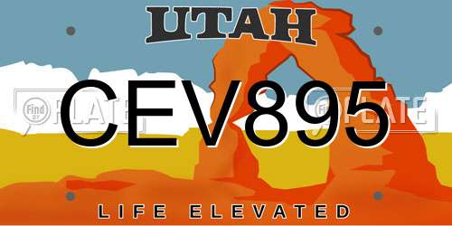 CEV895 Utah License Plate