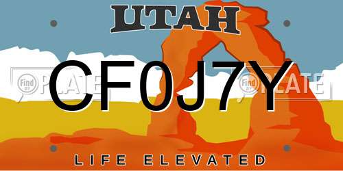 CF0J7Y Utah License Plate