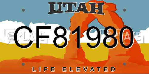CF81980 Utah License Plate