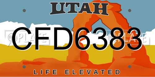 CFD6383 Utah License Plate