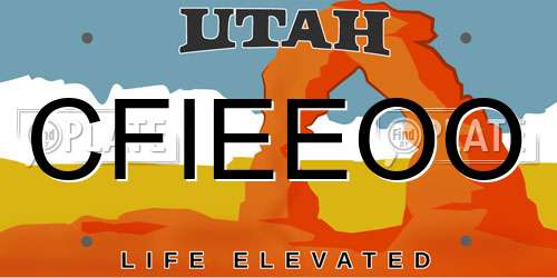 CFIEEOO Utah License Plate