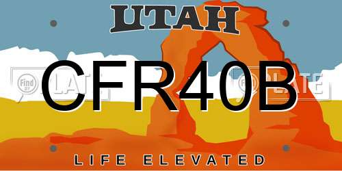 CFR40B Utah License Plate