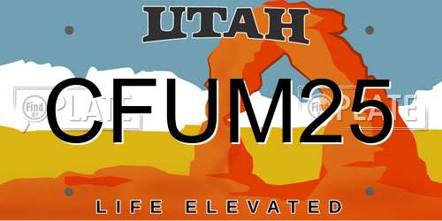 CFUM25 Utah License Plate