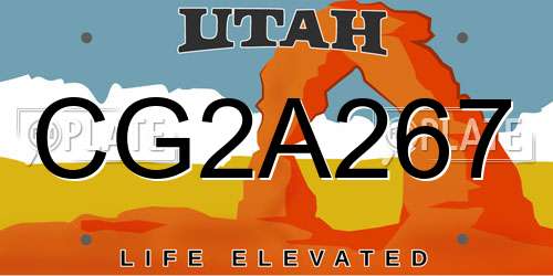 CG2A267 Utah License Plate