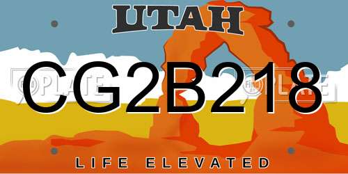 CG2B218 Utah License Plate