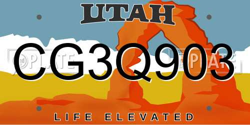 CG3Q903 Utah License Plate