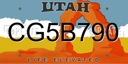 CG5B790 Utah License Plate