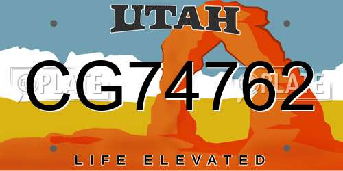 CG74762 Utah License Plate