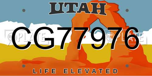 CG77976 Utah License Plate