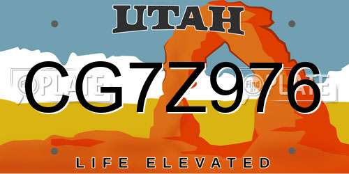 CG7Z976 Utah License Plate