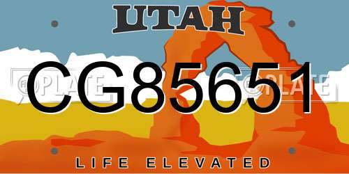 CG85651 Utah License Plate