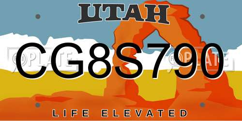 CG8S790 Utah License Plate
