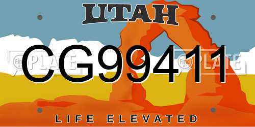 CG99411 Utah License Plate