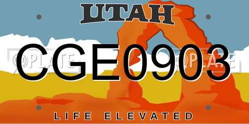 CGE0903 Utah License Plate