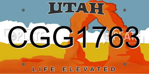 CGG1763 Utah License Plate