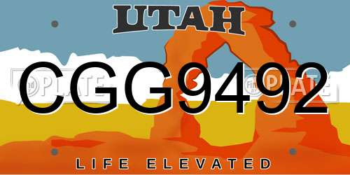 CGG9492 Utah License Plate