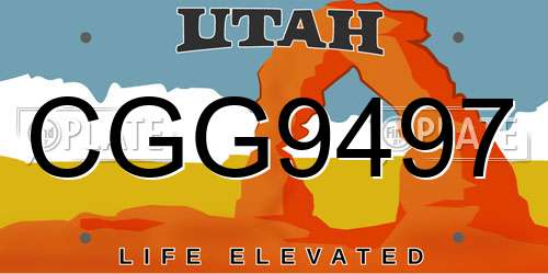 CGG9497 Utah License Plate